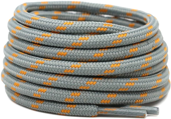 GRAH SANGRAH® (2 Pair) Shoelaces for Hiking Shoes, Outdoor Walking Sneakers, Outdoor Hiking, Climbing, Basketball, Work Boot, Running , Sport Shoes - 120 cm, Light Grey Orange